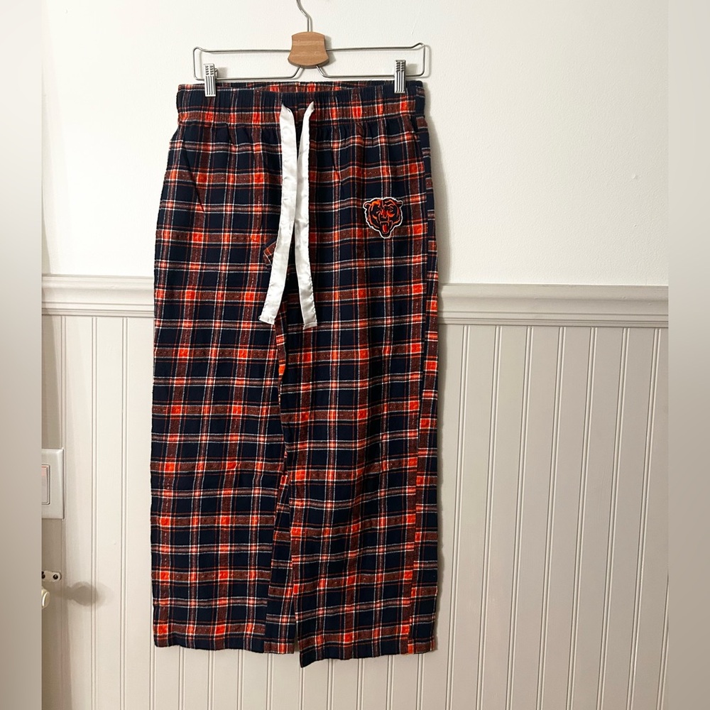 NFL Team Apparel Medium Chicago Bears Football Orange Blue Plaid Lounge Pants
